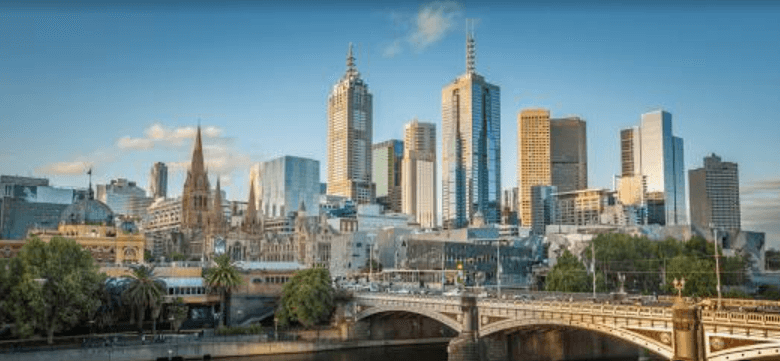 Melbourne city skyline and laneways